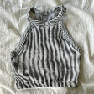 Aerie Gray Ribbed Bra Top